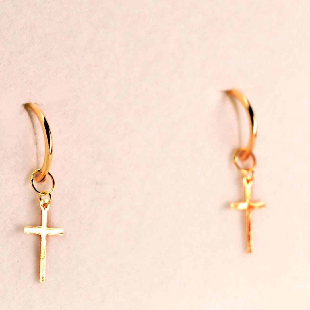 PENDIENTE ARO MUJER ORO 18K CRUZ 5837