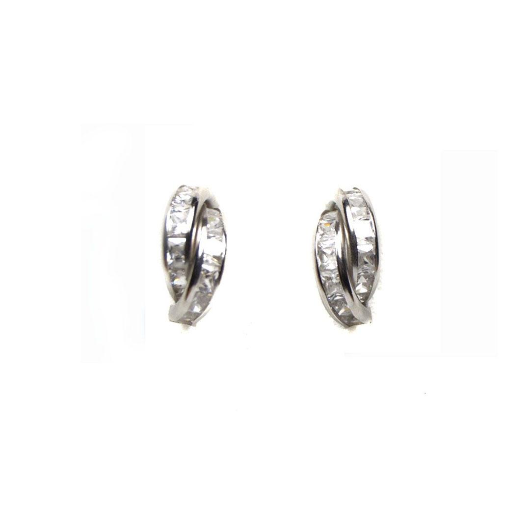 PENDIENTES MUJER ORO BLANCO 18K CON CIRCONITAS 6151