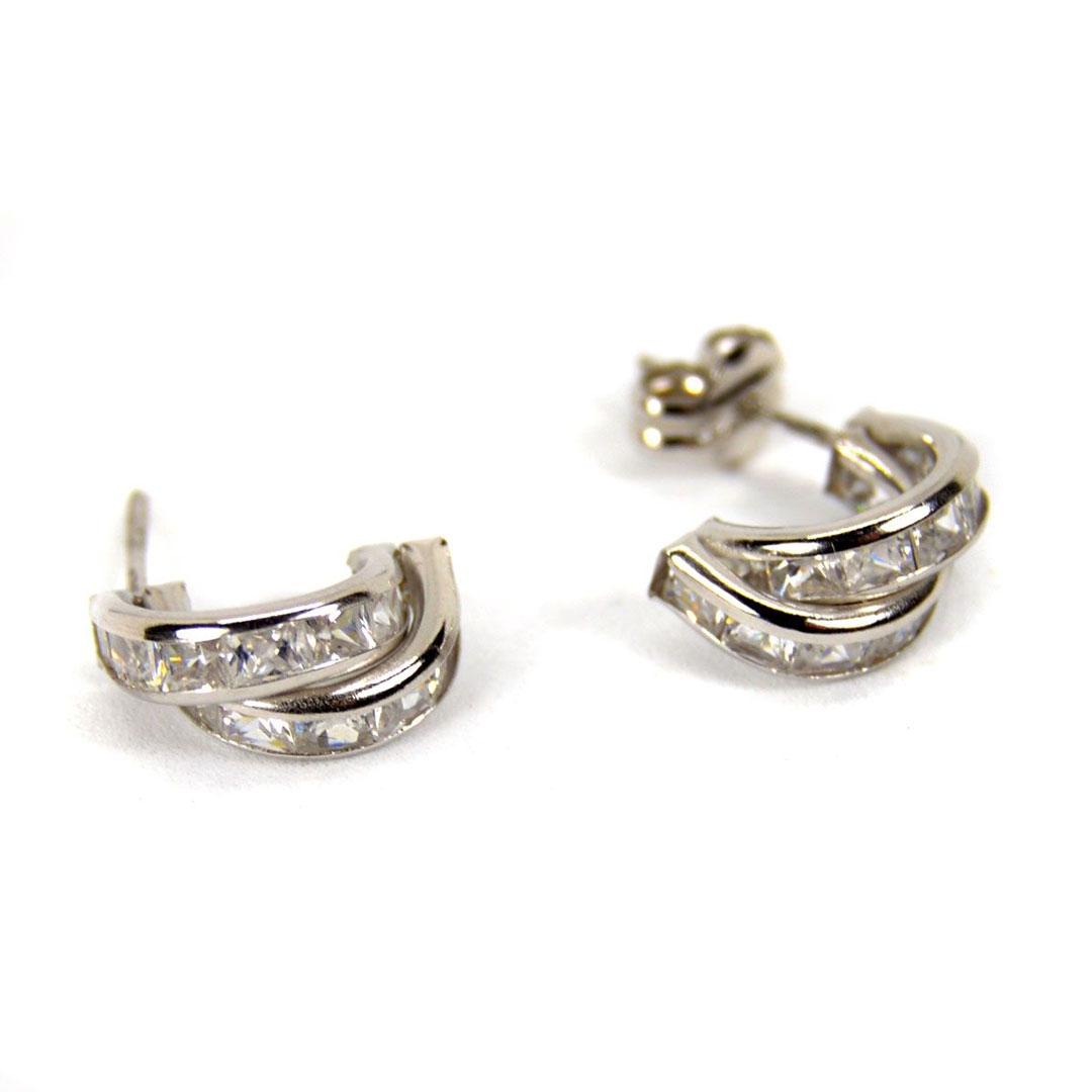 PENDIENTES MUJER ORO BLANCO 18K CON CIRCONITAS 6151