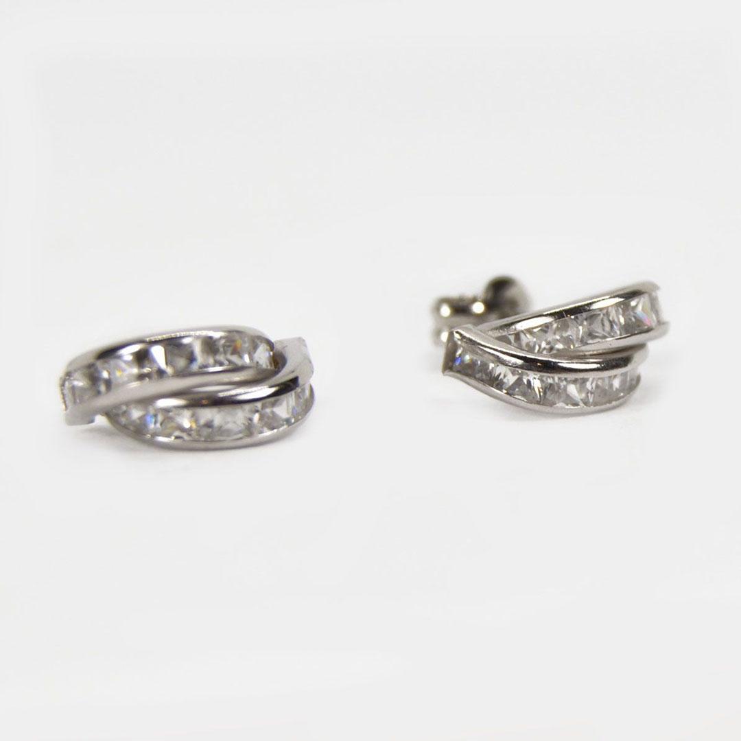 PENDIENTES MUJER ORO BLANCO 18K CON CIRCONITAS 6151