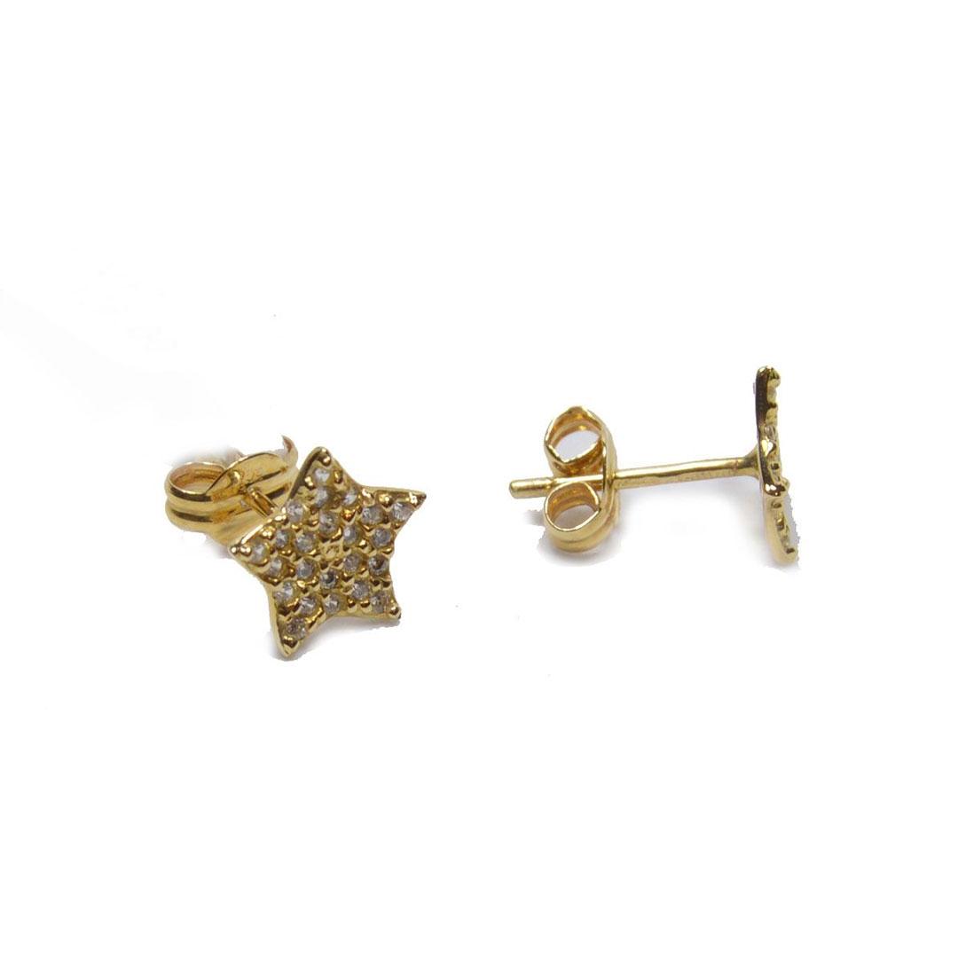 PENDIENTES MUJER ORO 18K ESTRELLA CON CIRCONITAS 7165A