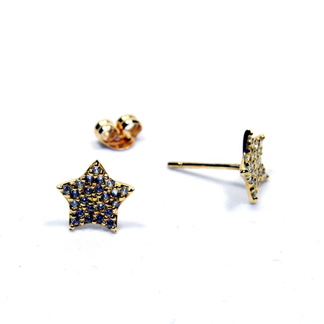 PENDIENTES MUJER ORO 18K ESTRELLA CON CIRCONITAS 7165A