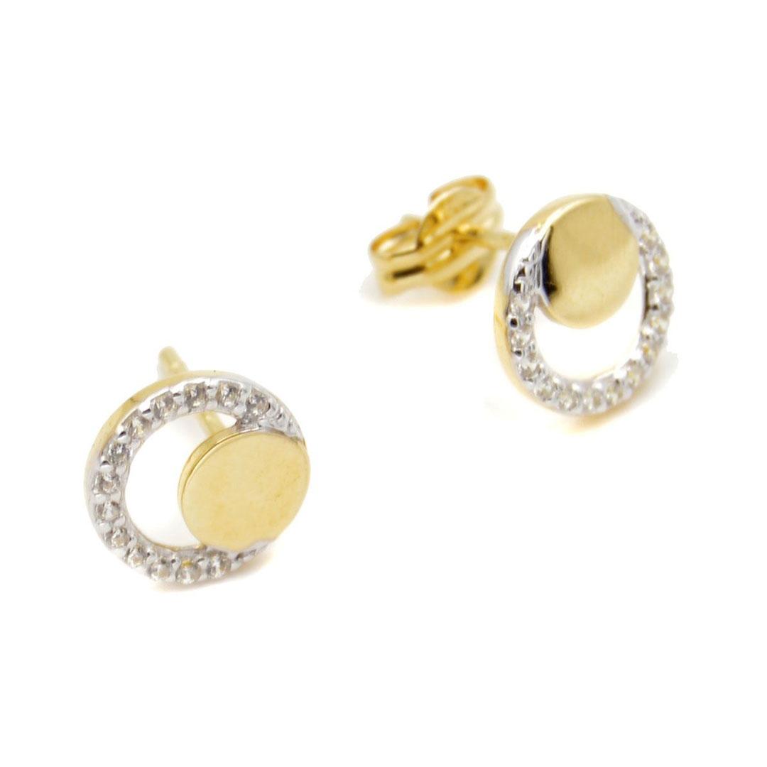 PENDIENTES MUJER ORO 18K BICOLOR Y CIRCONITAS 7217B