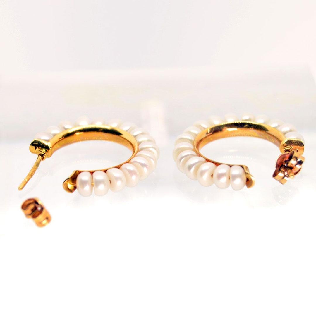 PENDIENTE ARO MUJER ORO 18K PERLAS 8755