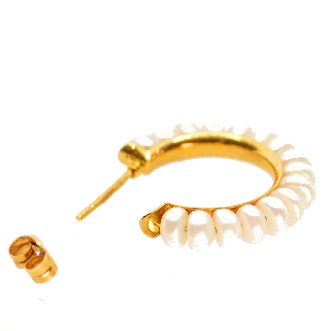 PENDIENTE ARO MUJER ORO 18K PERLAS 8755