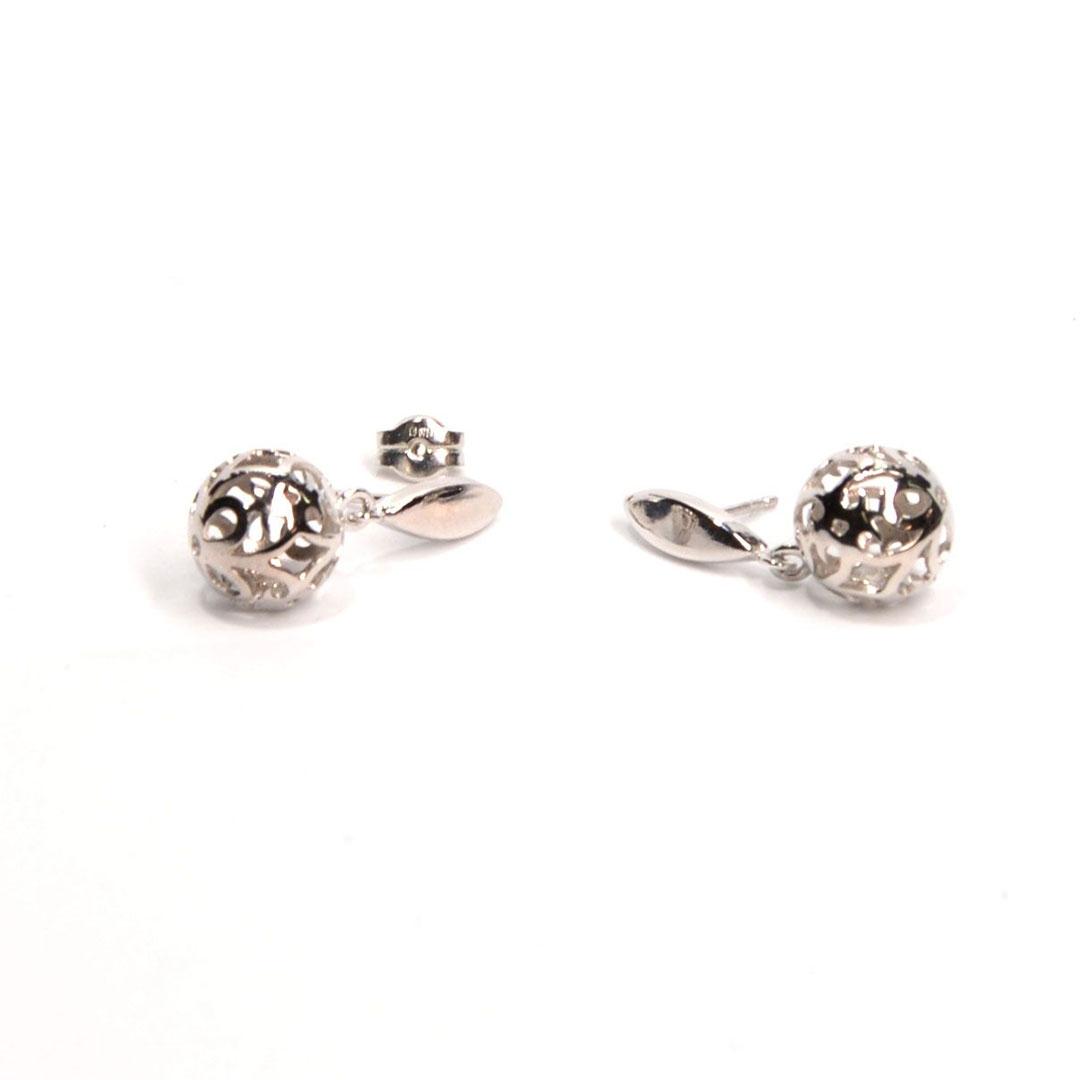 PENDIENTE LARGO MUJER ORO BLANCO 18K BOLA 954141