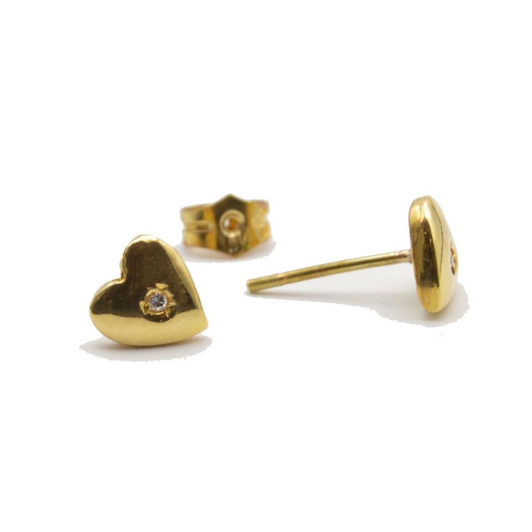 PENDIENTES MUJER ORO 18K CORAZÓN CON BRILLANTE C0-BT