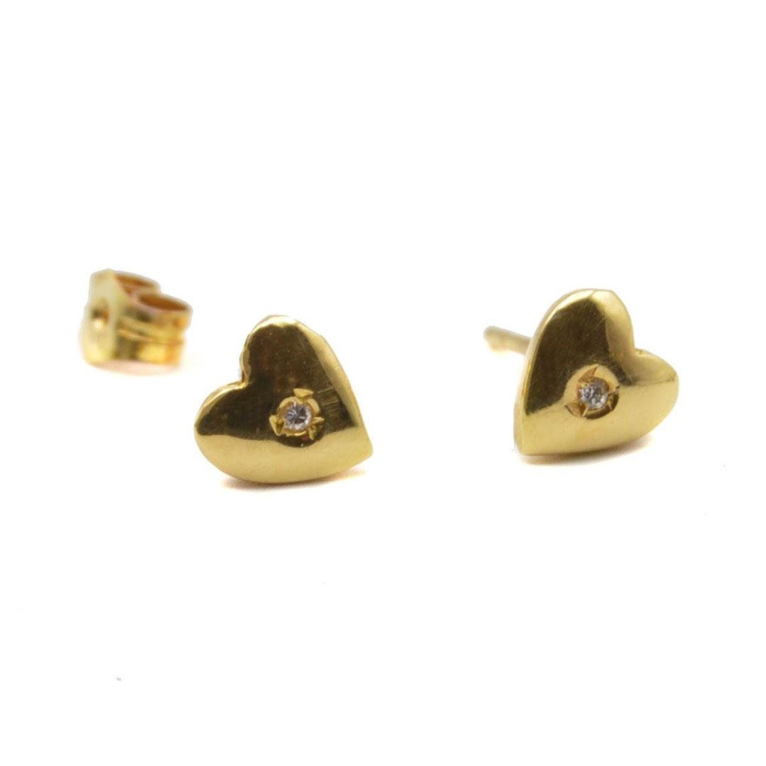 PENDIENTES MUJER ORO 18K CORAZÓN CON BRILLANTE C0-BT