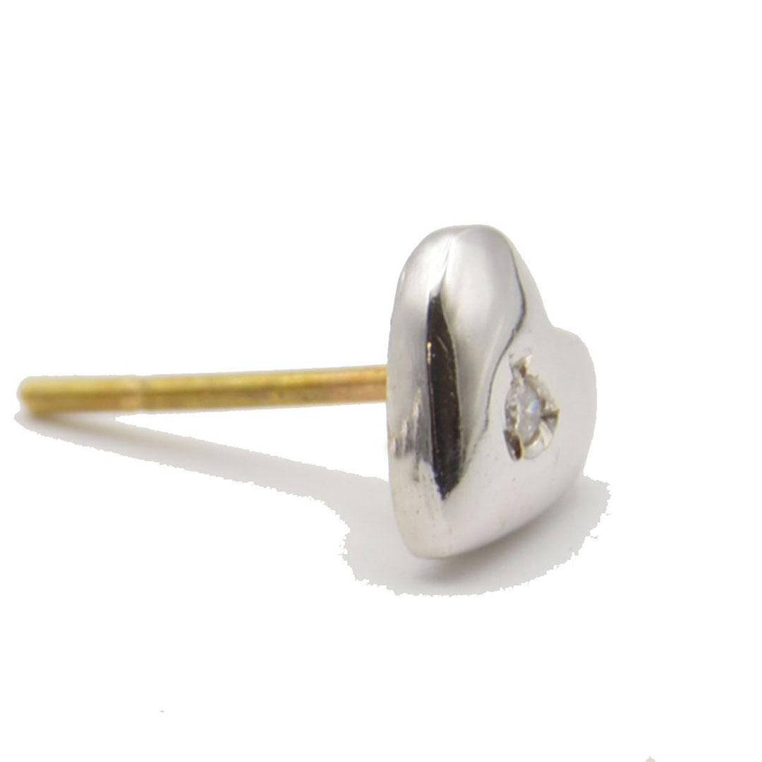 PENDIENTES MUJER ORO BLANCO 18 K CORAZÓN CON DIAMANTE COB-BT