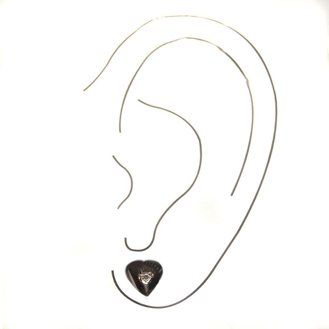 PENDIENTES MUJER ORO BLANCO 18 K CORAZÓN CON DIAMANTE COB-BT