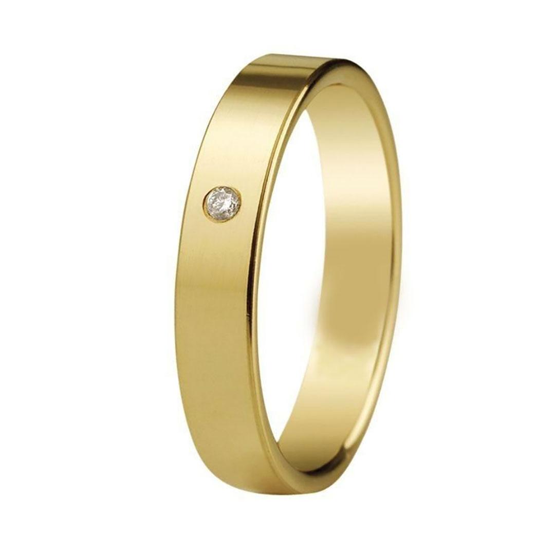 ALIANZA ORO 18K PLANA 4 MM DIAMANTE 1002ABT