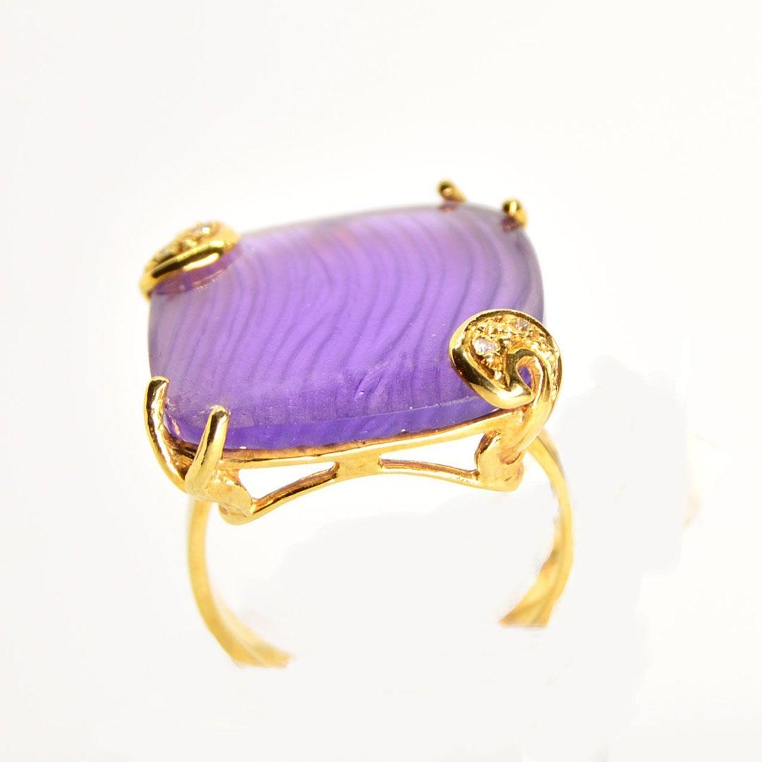 SORTIJA MUJER ORO 18K CON BRILLANTES Y AMATISTA 10278ABT