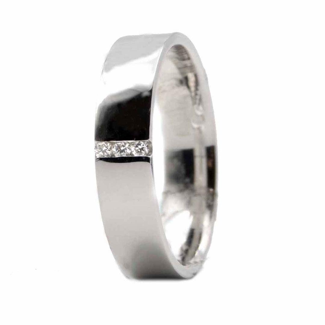 Alianza oro blanco 18k plana con diamantes 149bt