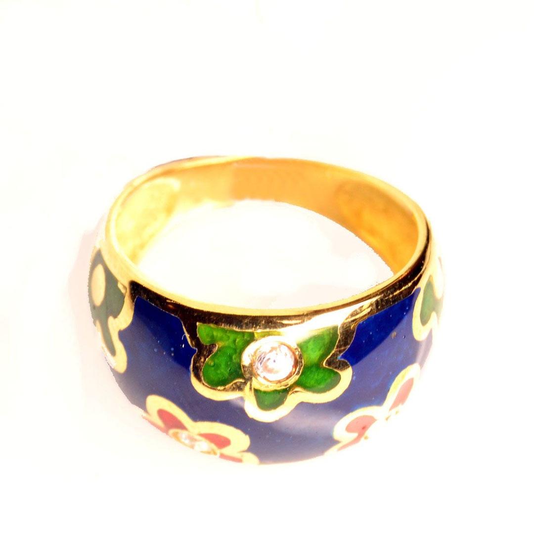 SORTIJA MUJER ORO 18K ESMALTADA CON CIRCONITAS 2926A