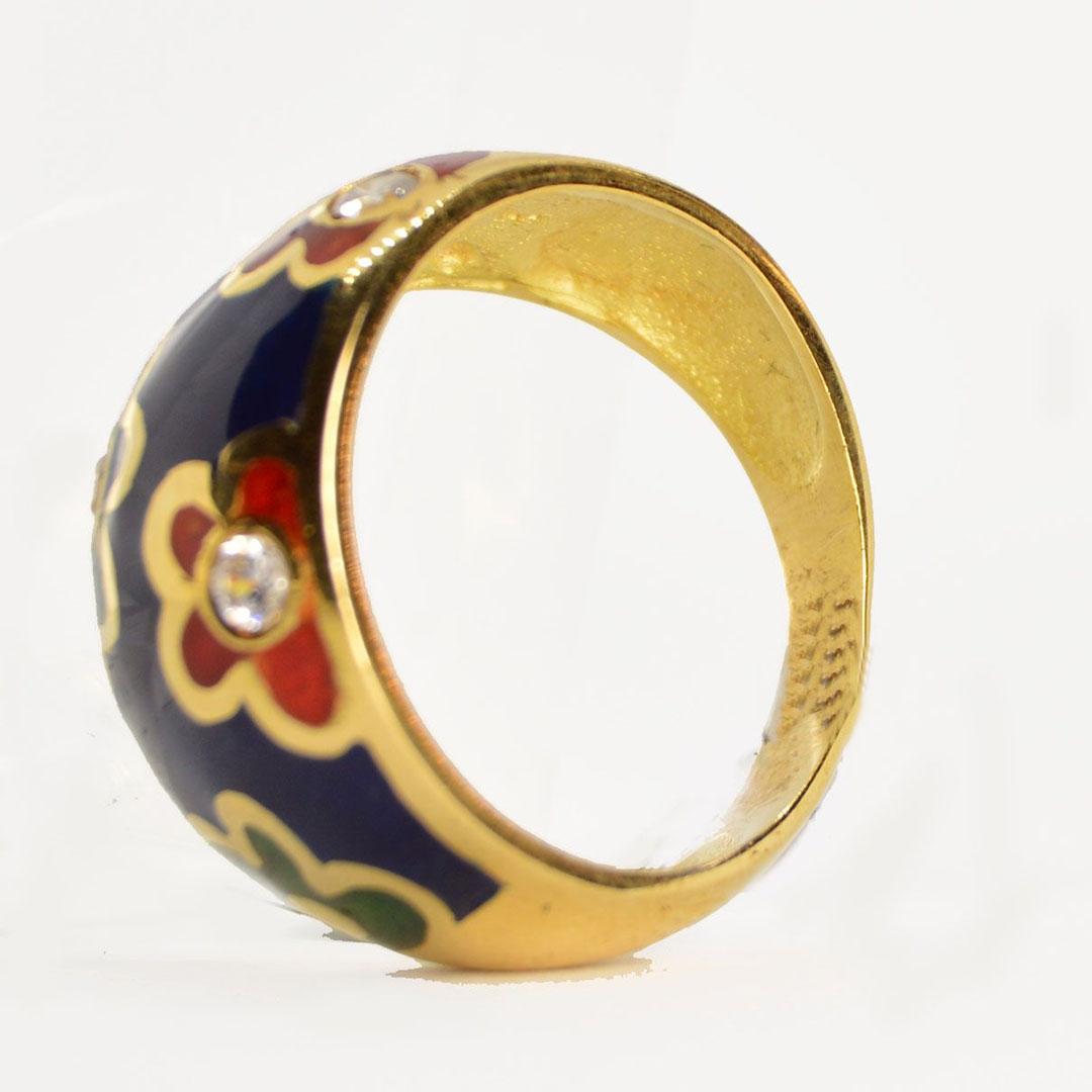 SORTIJA MUJER ORO 18K ESMALTADA CON CIRCONITAS 2926A