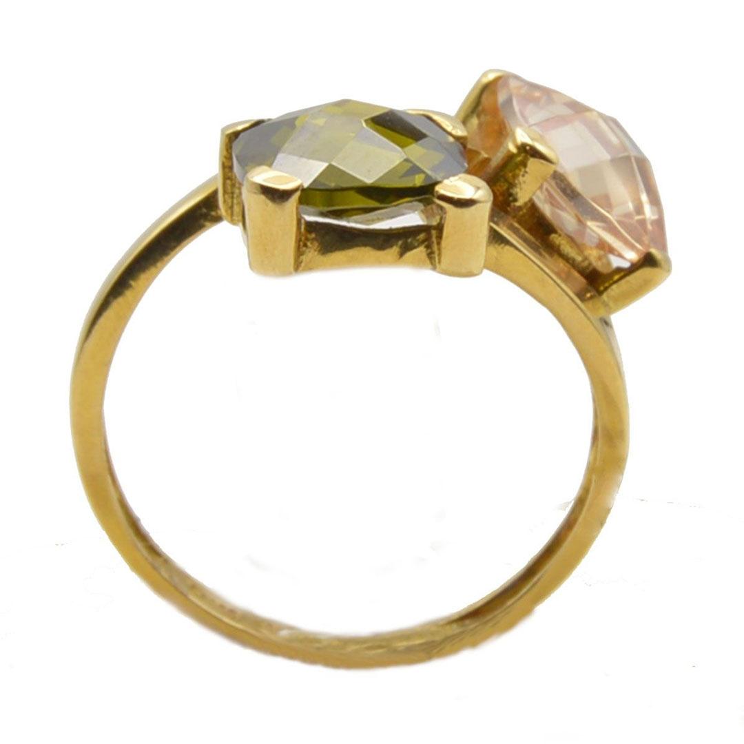 SORTIJA MUJER ORO 18K CON OLIVINA Y QUARZO ROSA 3779