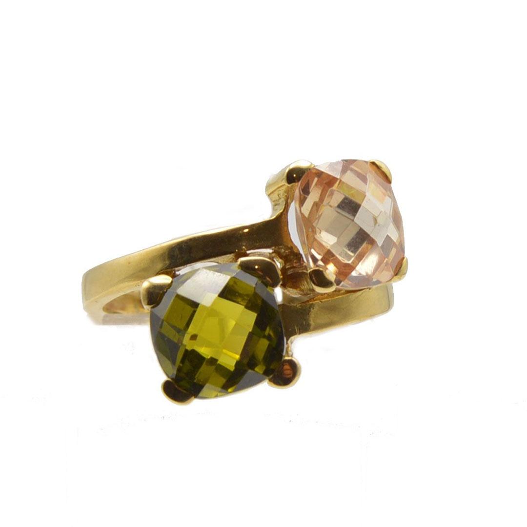 SORTIJA MUJER ORO 18K CON OLIVINA Y QUARZO ROSA 3779