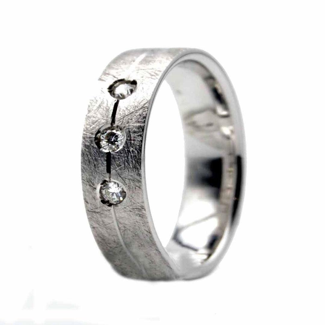 Alianza oro blanco 18k plana con diamantes 513bt