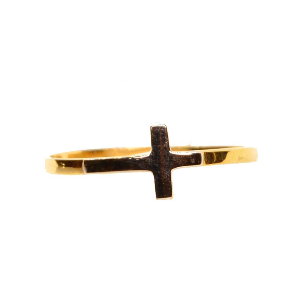 SORTIJA MUJER ORO 18K AMARILLO CON CRUZ BLANCA 6887