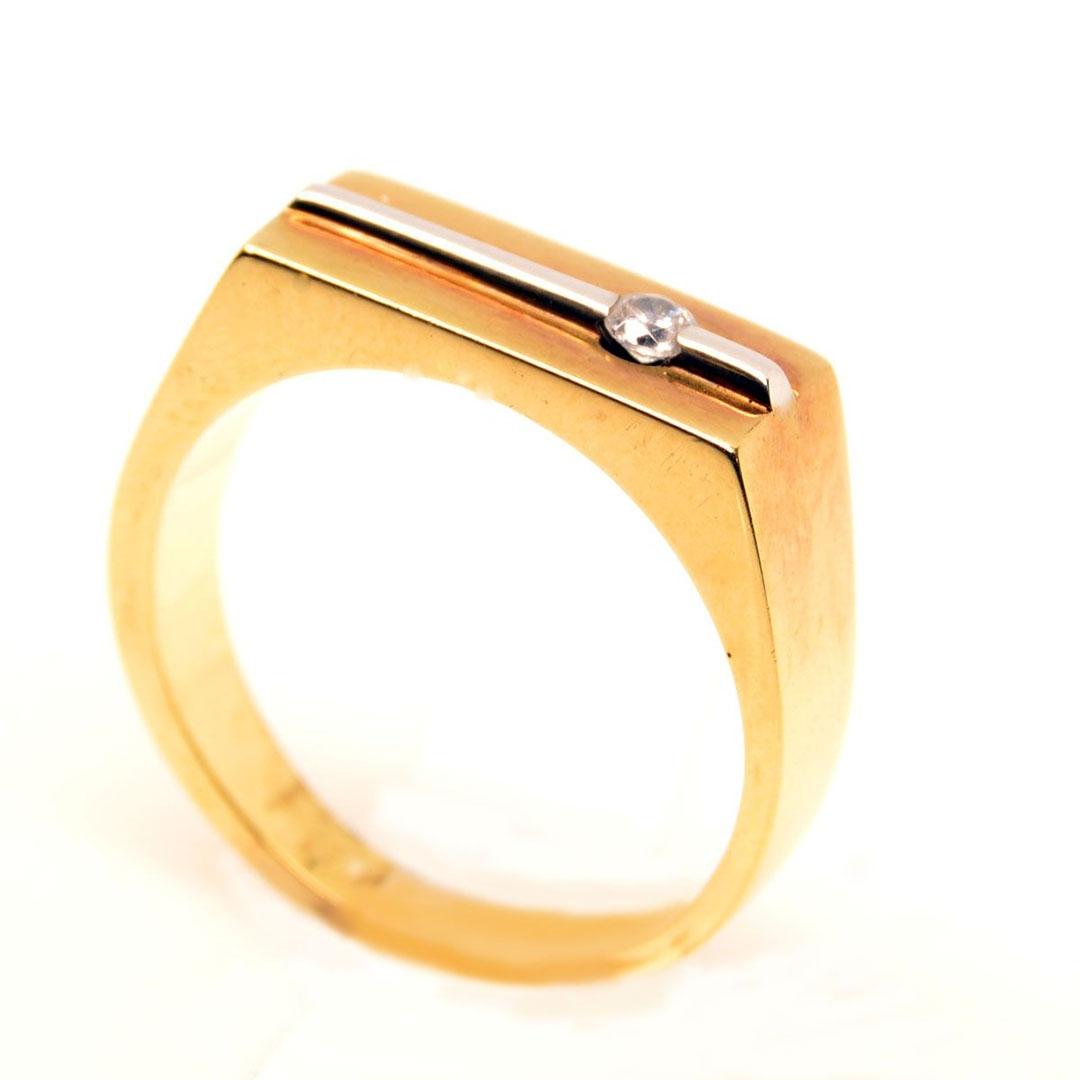 SOLITARIO HOMBRE ORO 18 K BICOLOR CON CIRCONITA
