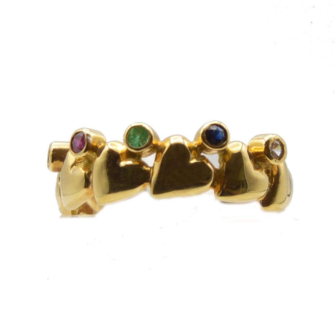 SORTIJA MUJER ORO 18K CON CORAZONES Y PEDRERIA 7949/1