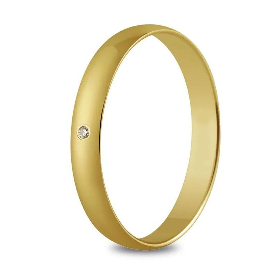 Alianza oro 18k media ca&#209;a 3,5 mm con diamante e3bt