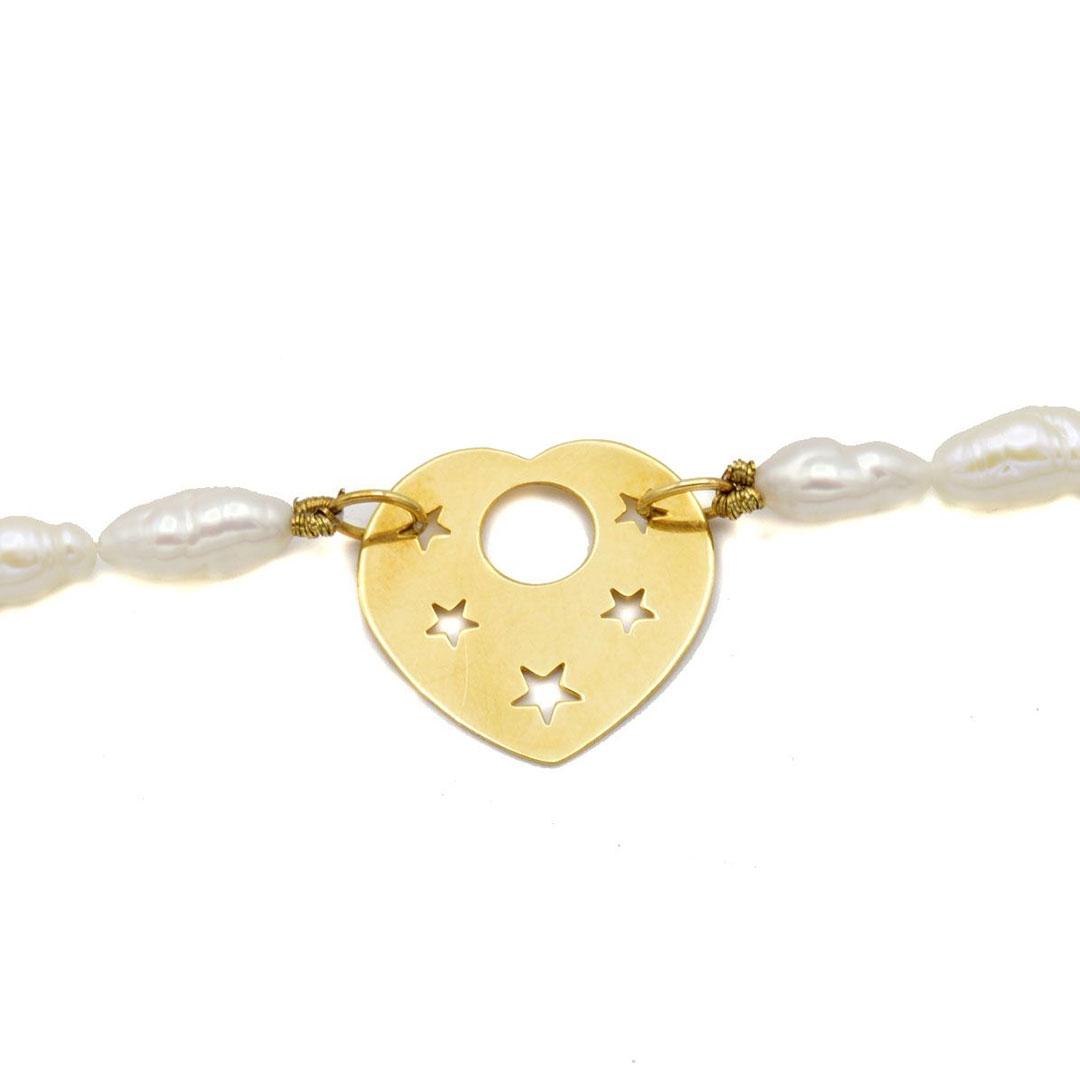 COLLAR MUJER PERLAS Y ORO 18K CORAZÓN 1298