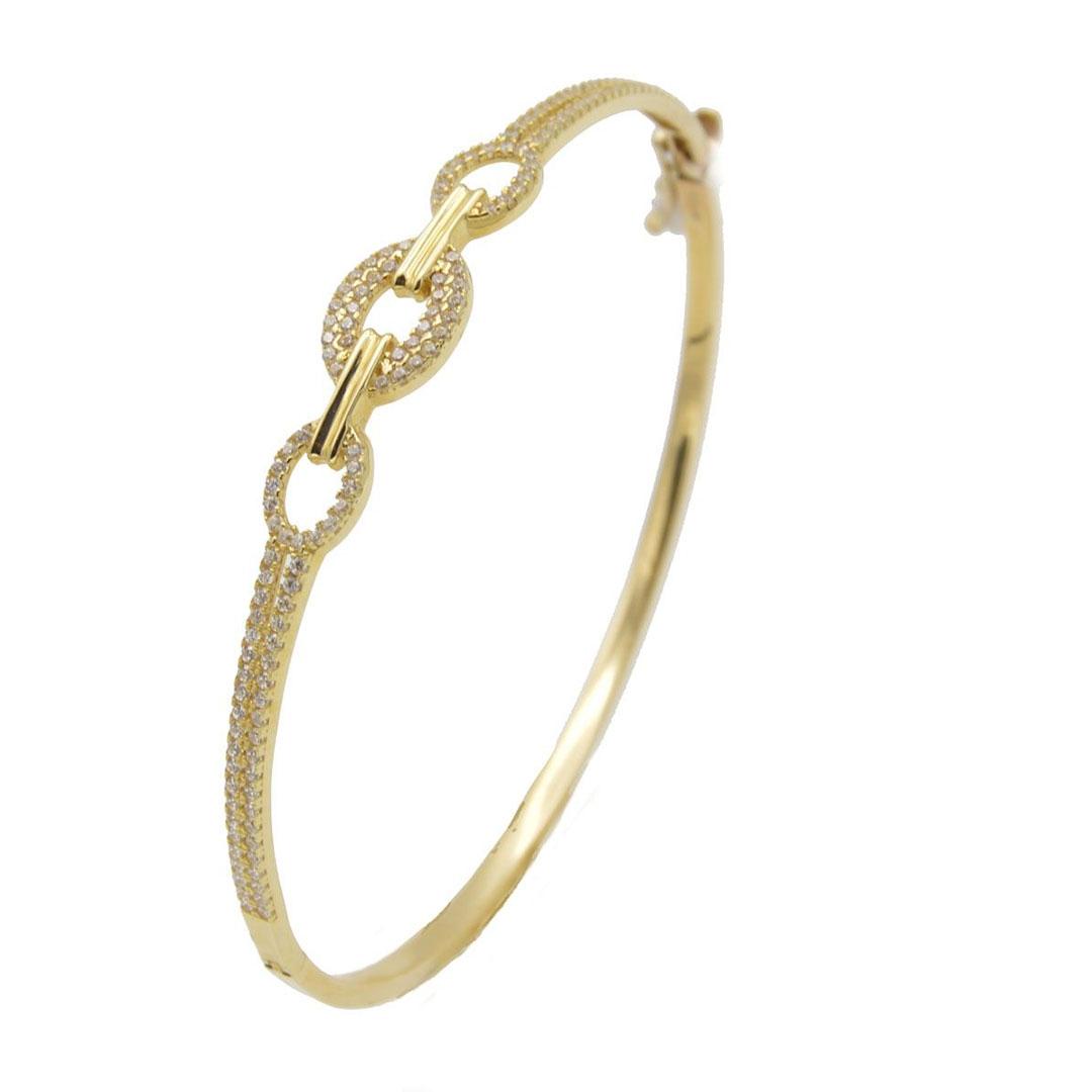 PULSERA ARO MUJER ORO 18K Y CIRCONITAS  629A
