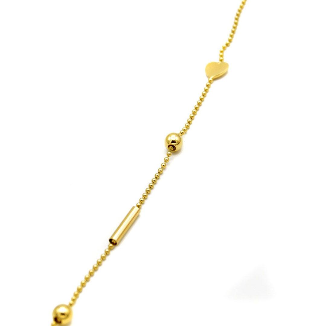 PULSERA MUJER ORO 18K CORAZÓN-BOLITA-CILINDRO 647-19