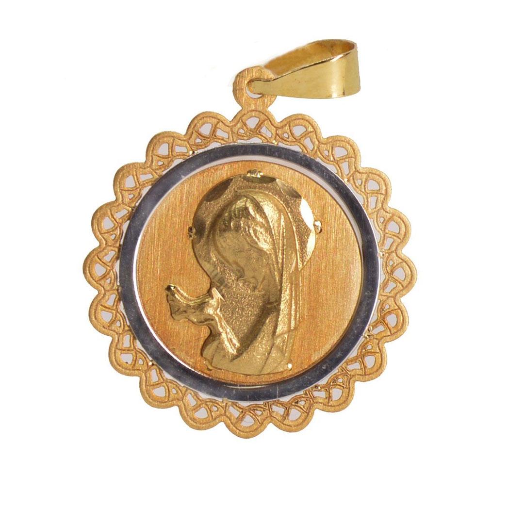 MEDALLA COMUNION NIÑA ORO 18K BICOLOR  8597