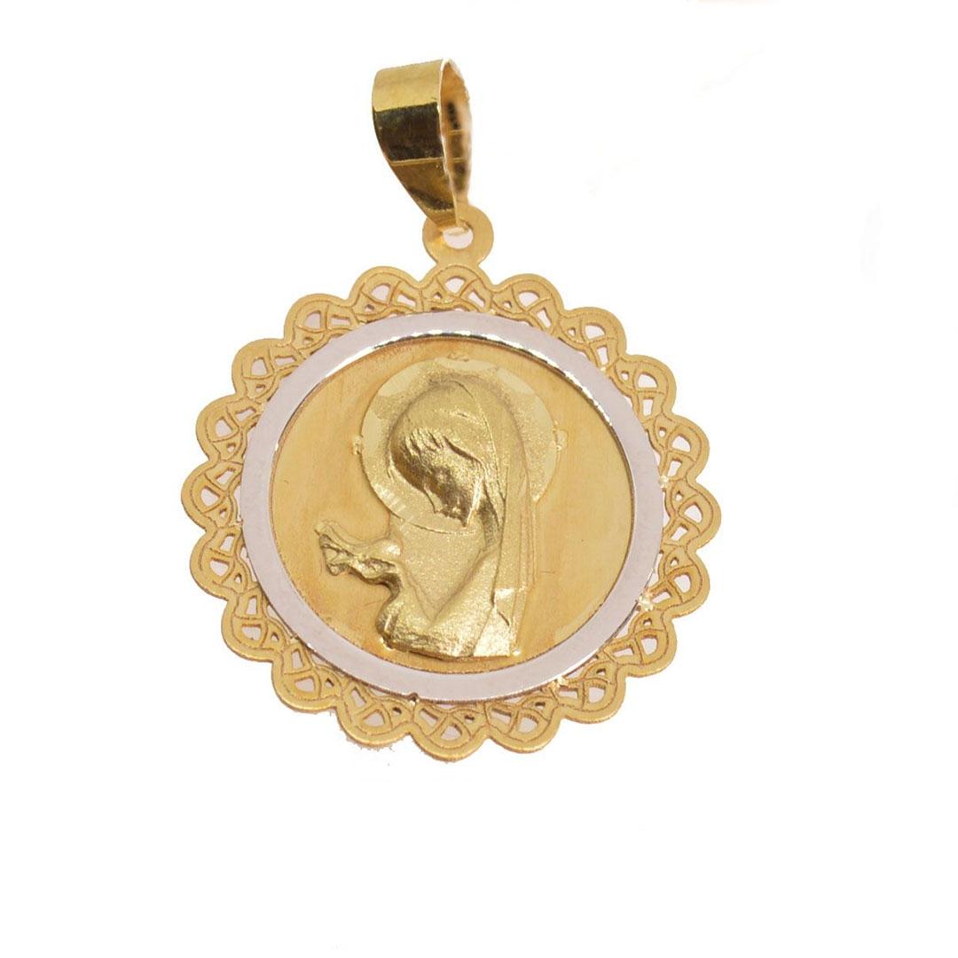 MEDALLA COMUNION NIÑA ORO 18K BICOLOR  8597