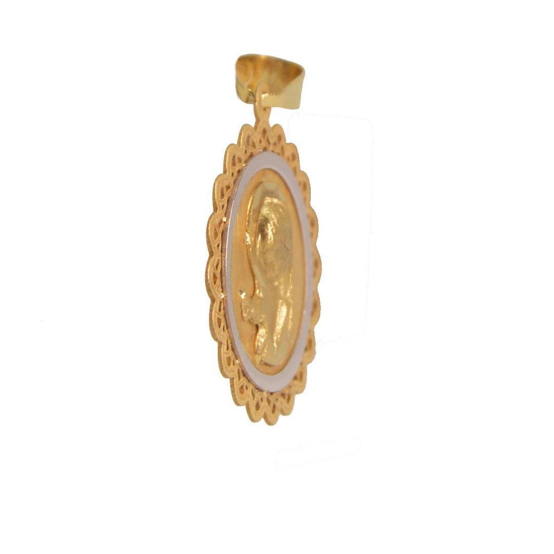 MEDALLA COMUNION NIÑA ORO 18K BICOLOR  8597
