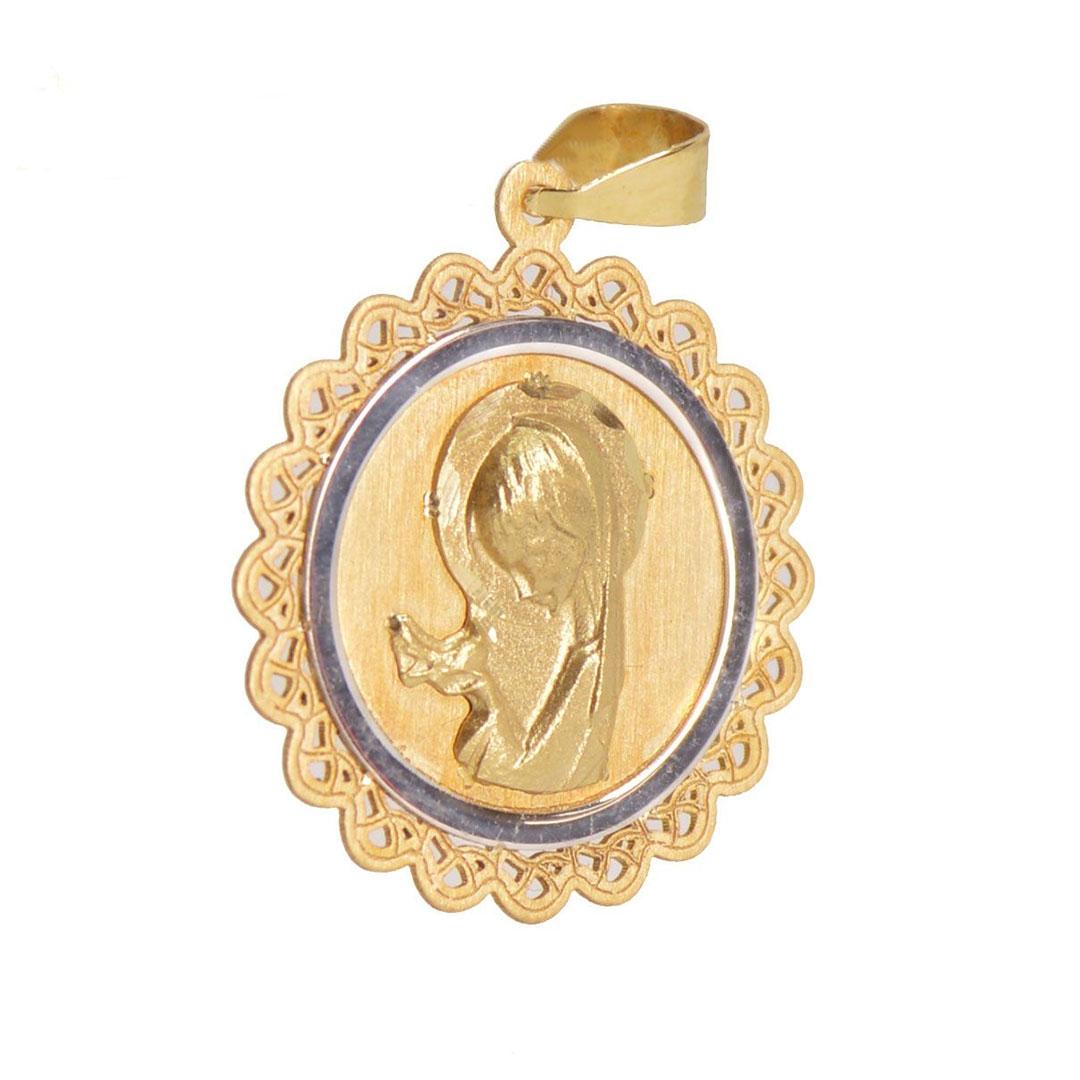 MEDALLA COMUNION NIÑA ORO 18K BICOLOR  8597