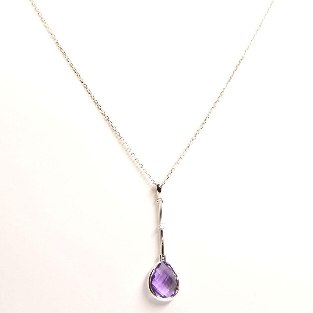COLLAR MUJER ORO BLANCO CON COLGANTE AMATISTA 47BT