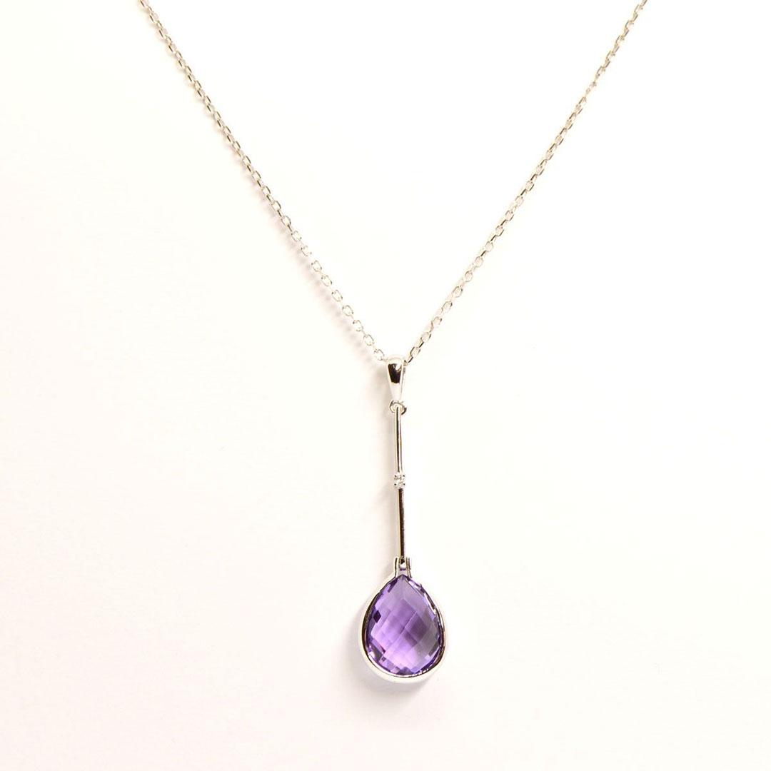 COLLAR MUJER ORO BLANCO CON COLGANTE AMATISTA 47BT
