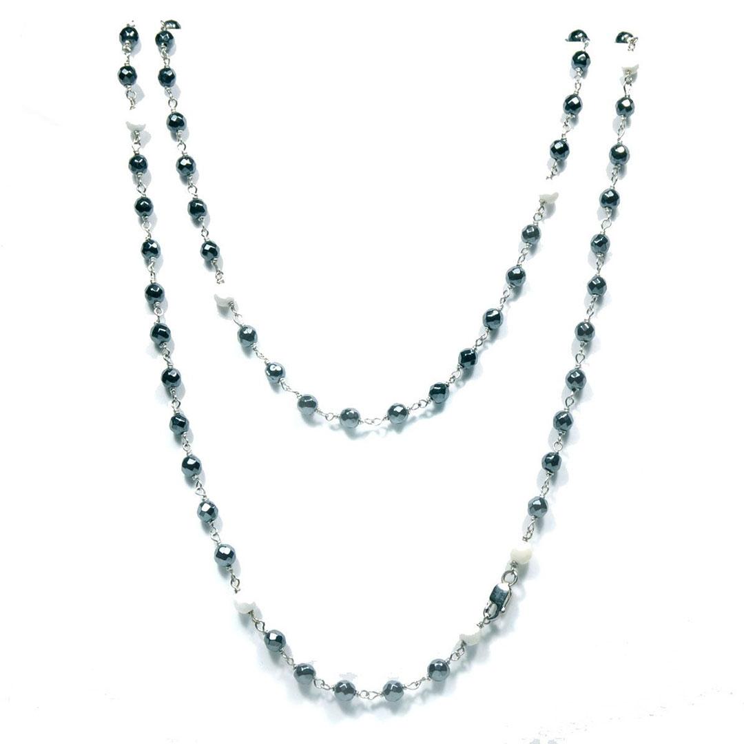 COLLAR MUJER ORO BLANCO 18K CON CUARZO Y ONIX 9328VI