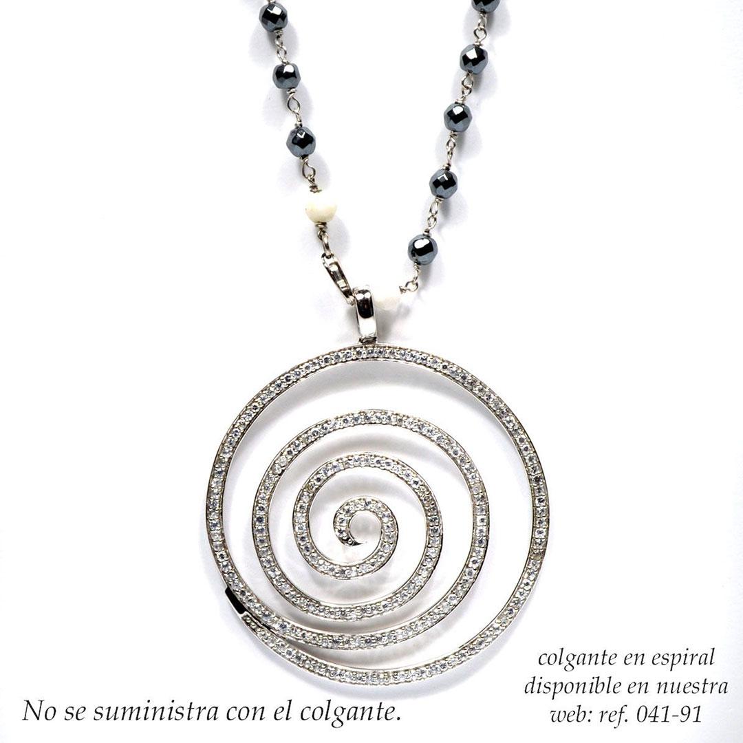 COLLAR MUJER ORO BLANCO 18K CON CUARZO Y ONIX 9328VI