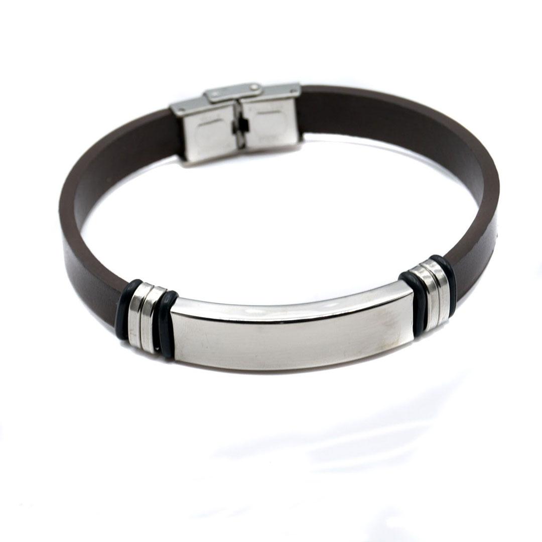 PULSERA HOMBRE ACERO Y CUERO 14/150