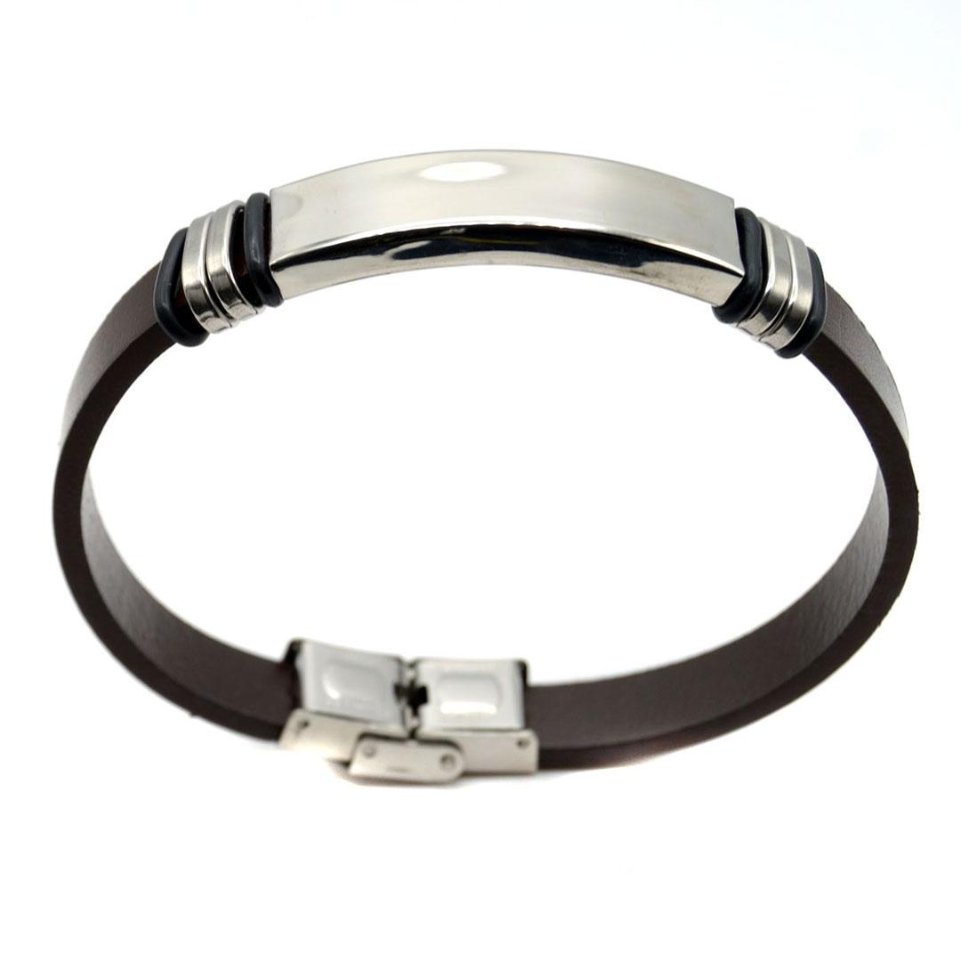 PULSERA HOMBRE ACERO Y CUERO 14/150