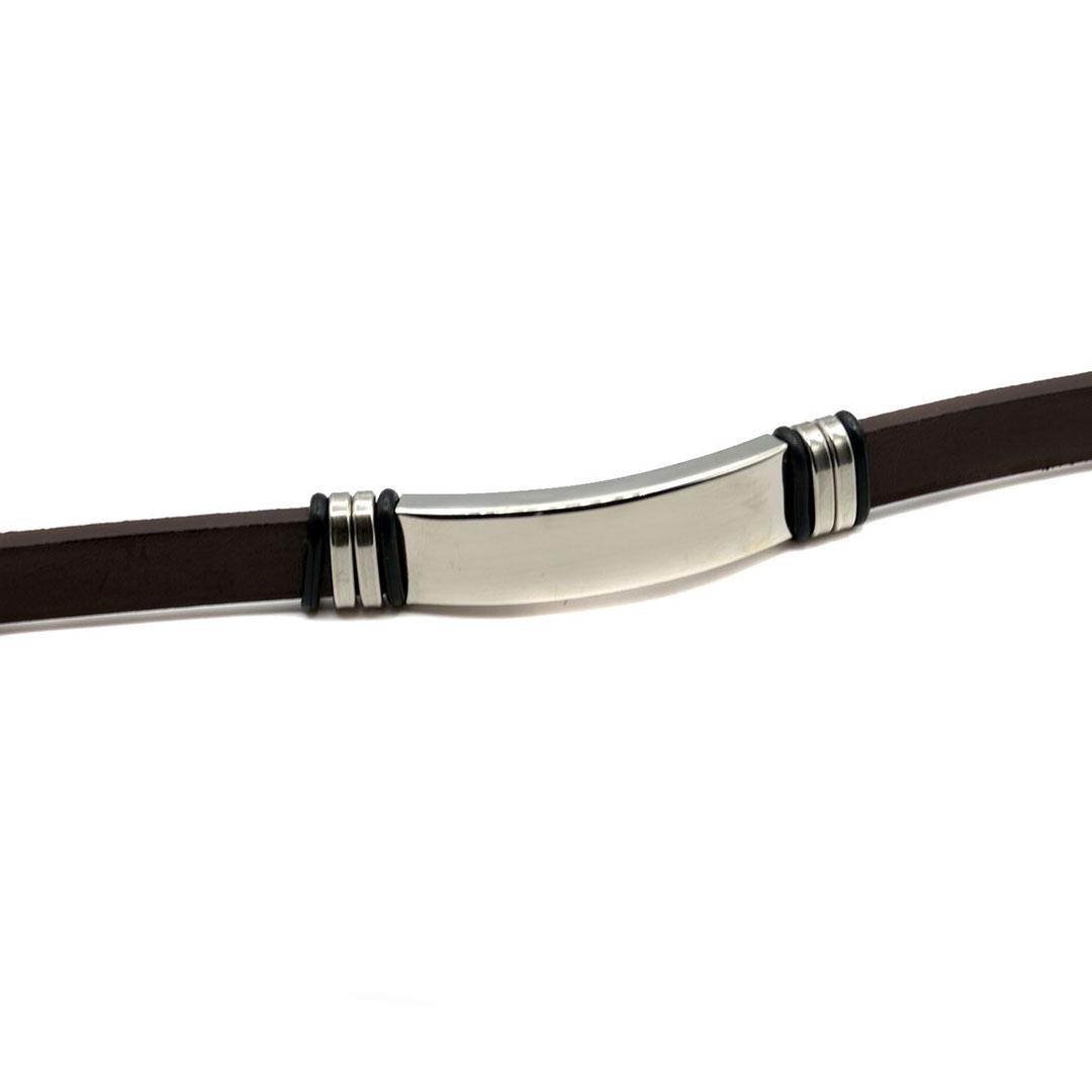 PULSERA HOMBRE ACERO Y CUERO 14/150