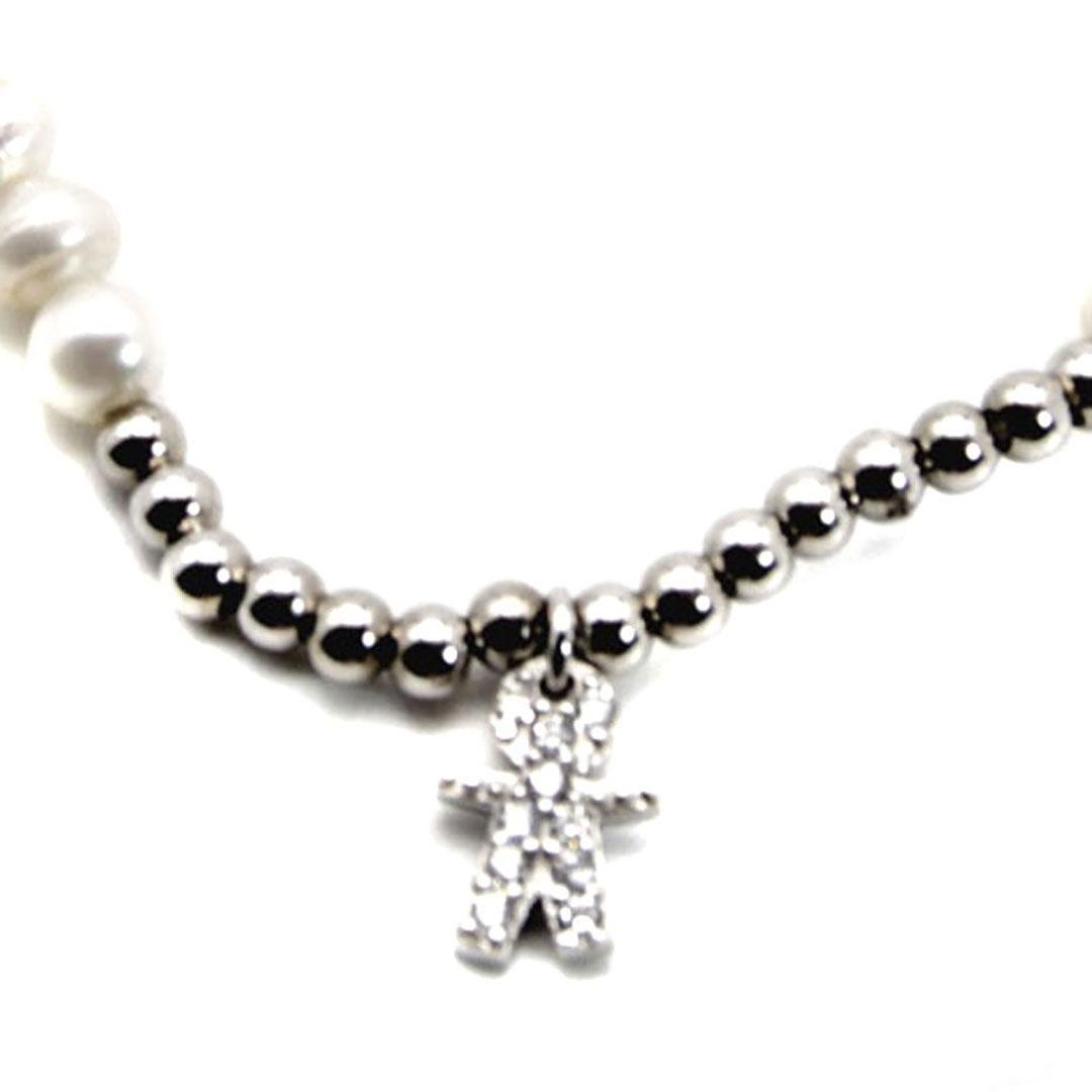 PULSERA MUJER PLATA Y PERLAS COLGANTE NIÑO 40299