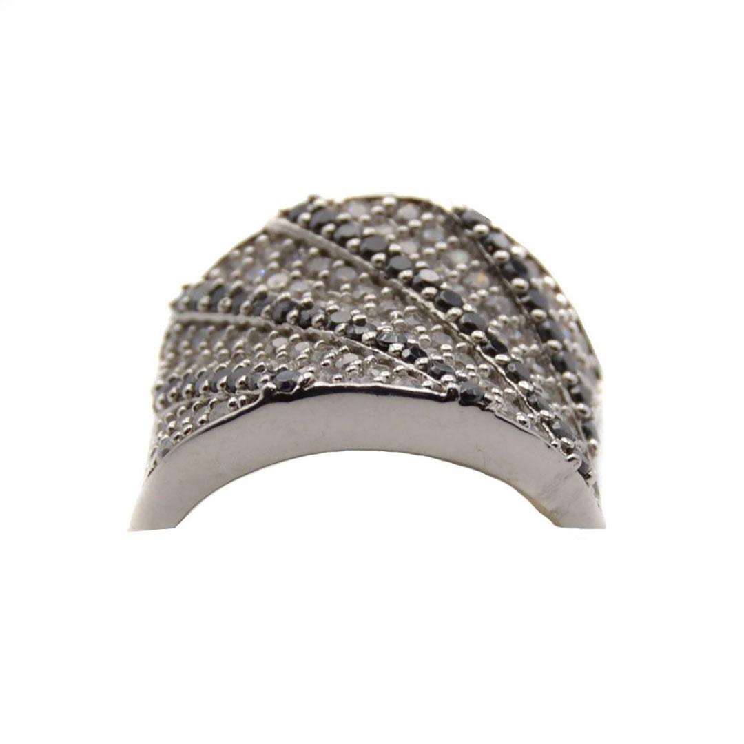 SORTIJA HOMBRE PLATA Y CIRCONITAS BLANCAS Y NEGRAS 126053