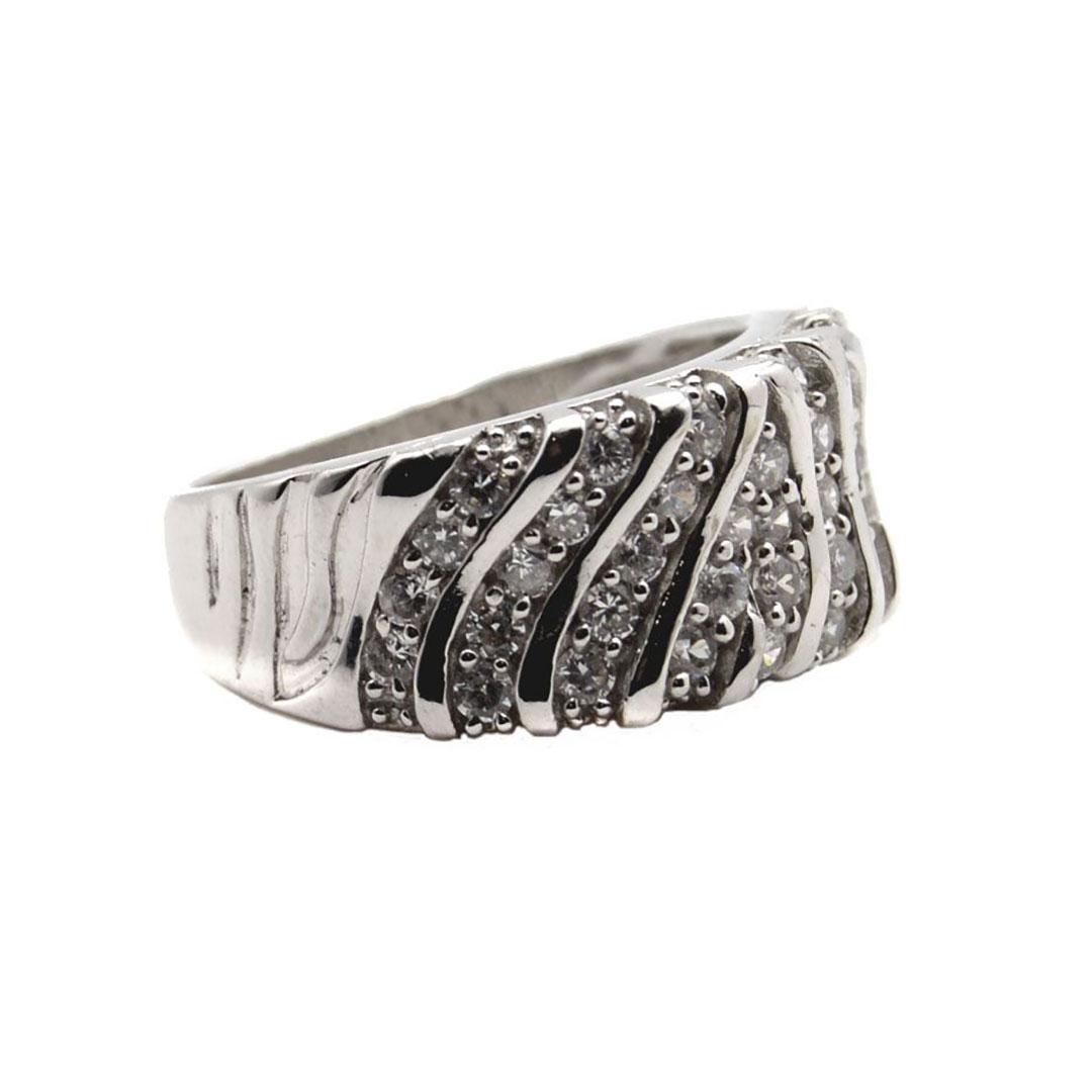 SORTIJA MUJER PLATA Y CIRCONITAS 30084