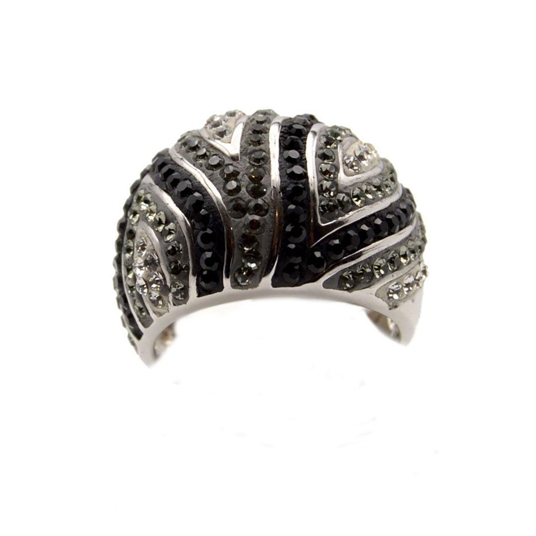 SORTIJA HOMBRE PLATA Y CIRCONITAS BLANCAS Y NEGRAS 819-18