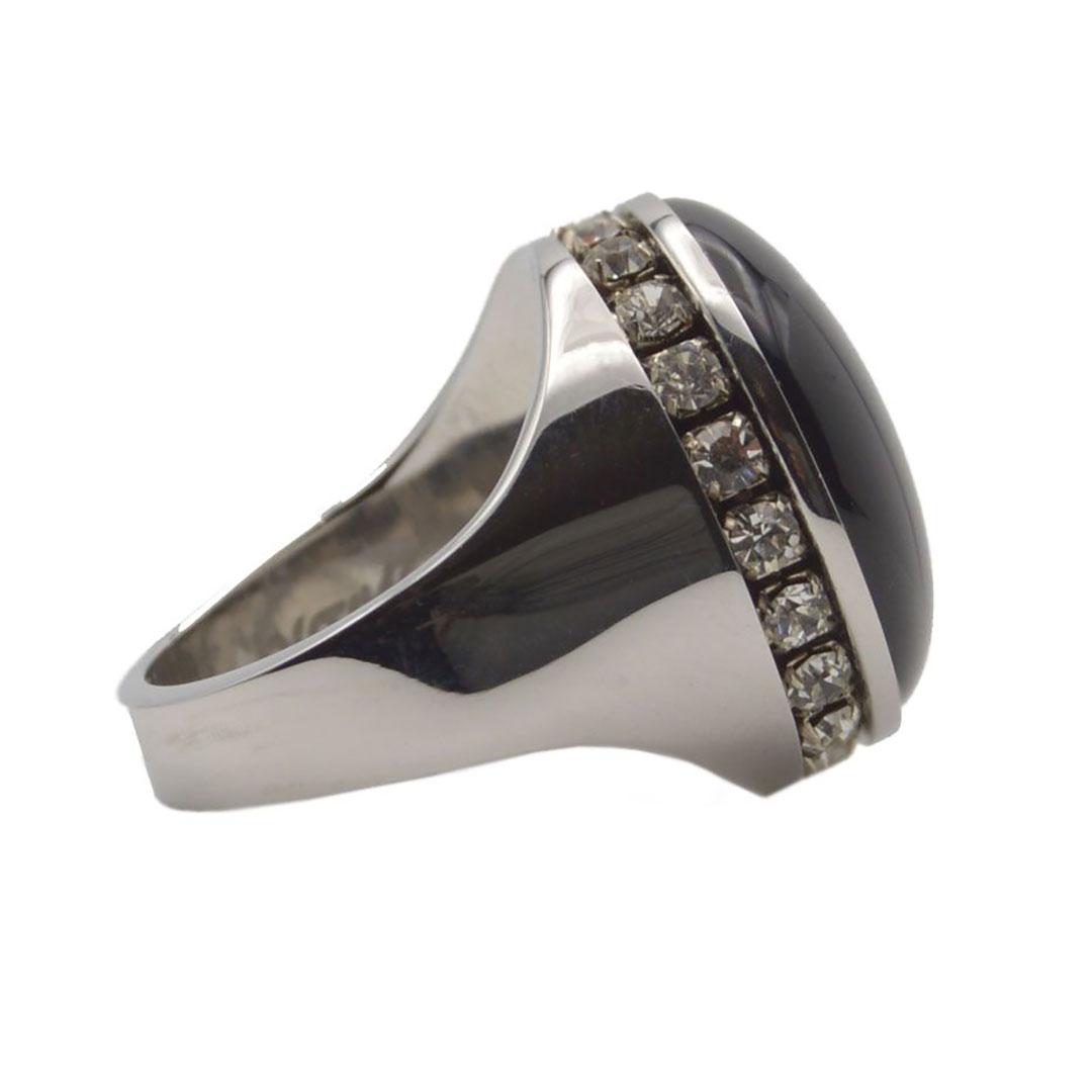 SORTIJA HOMBRE PLATA, ONIX, SWAROVSKI  BEL31C