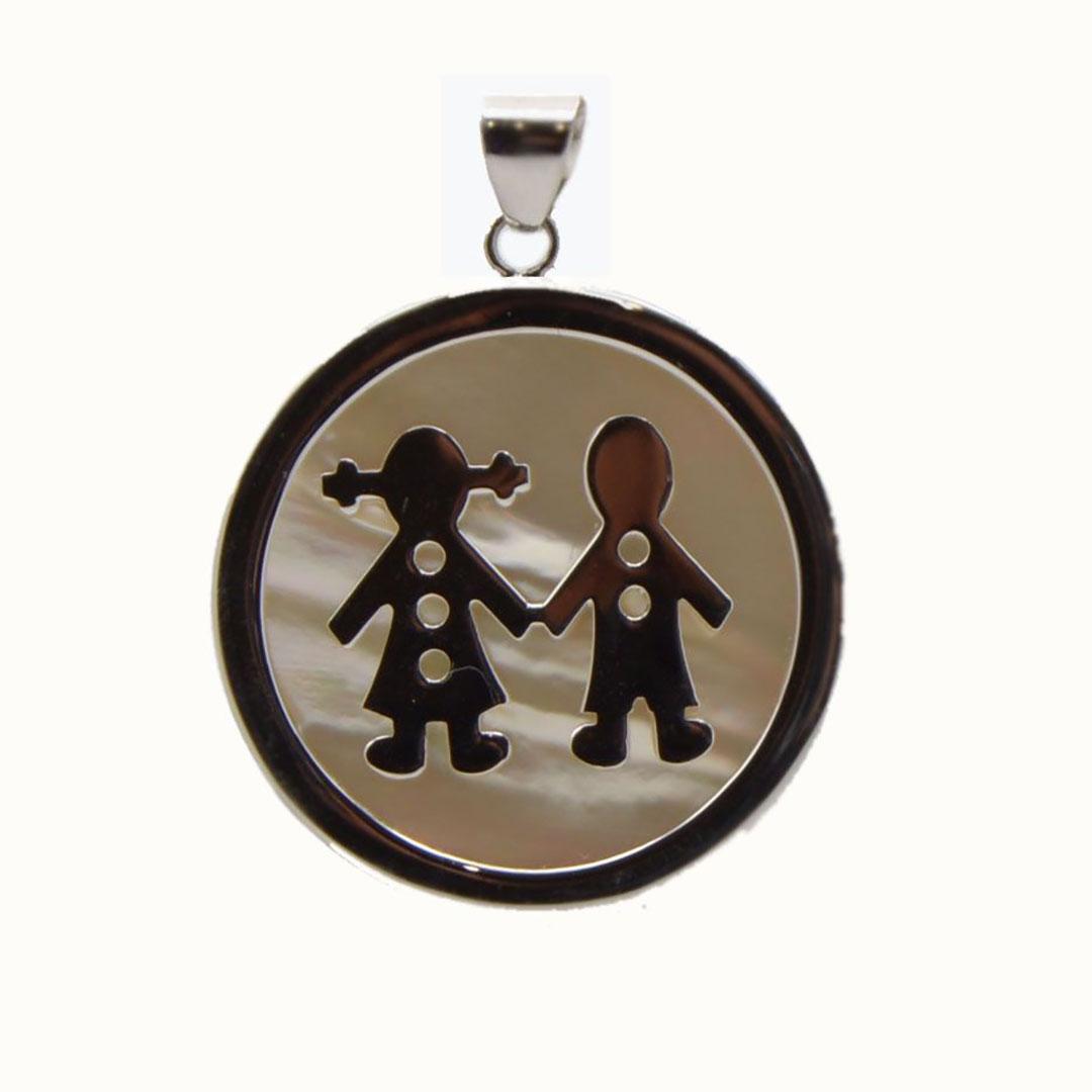 COLGANTE MUJER PLATA Y NÁCAR NIÑO Y NIÑA 138034
