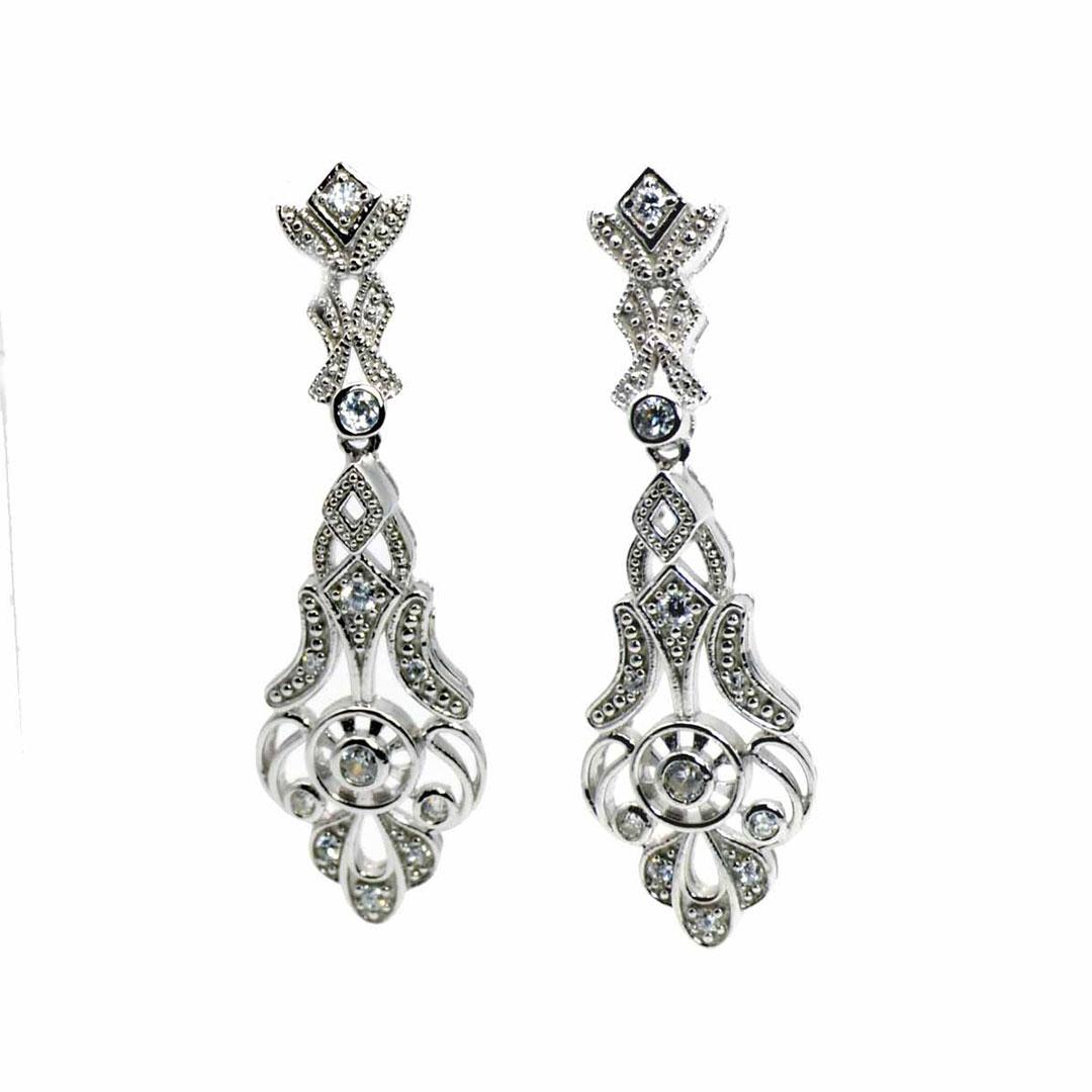PENDIENTES LARGOS MUJER PLATA CON CIRCONITAS 145605