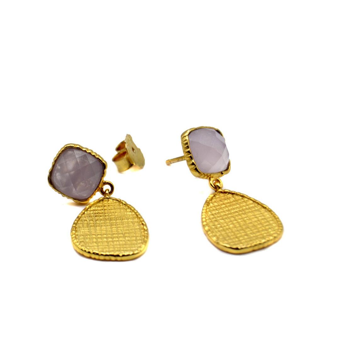 PENDIENTES LARGO MUJER PLATA DORADOS 21862/RF