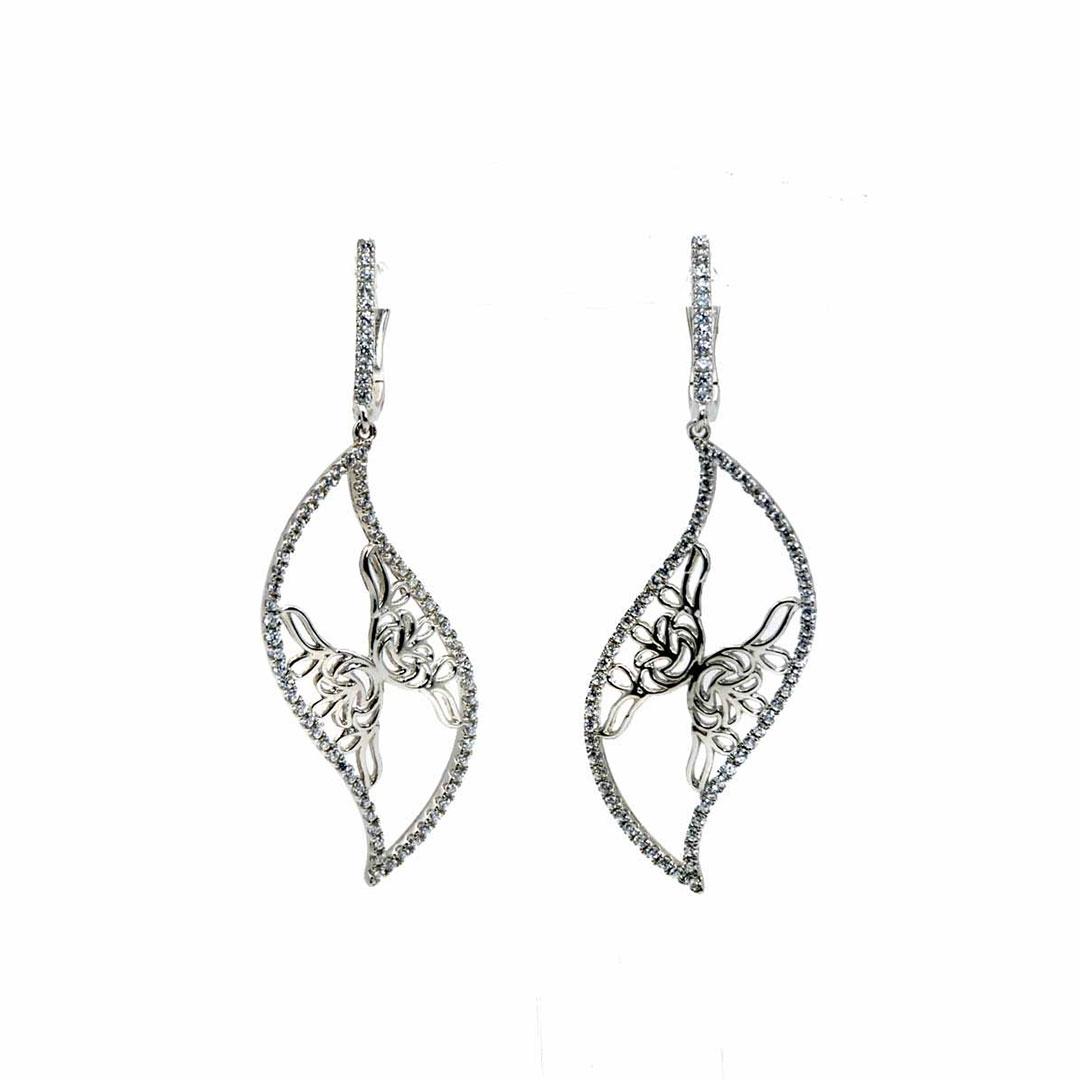 PENDIENTES LARGOS MUJER PLATA CON CIRCONITAS 5346