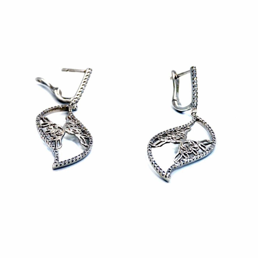 PENDIENTES LARGOS MUJER PLATA CON CIRCONITAS 5346